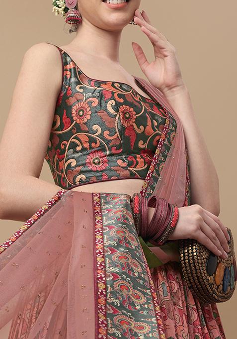 Pink Digital Print Lehenga Set