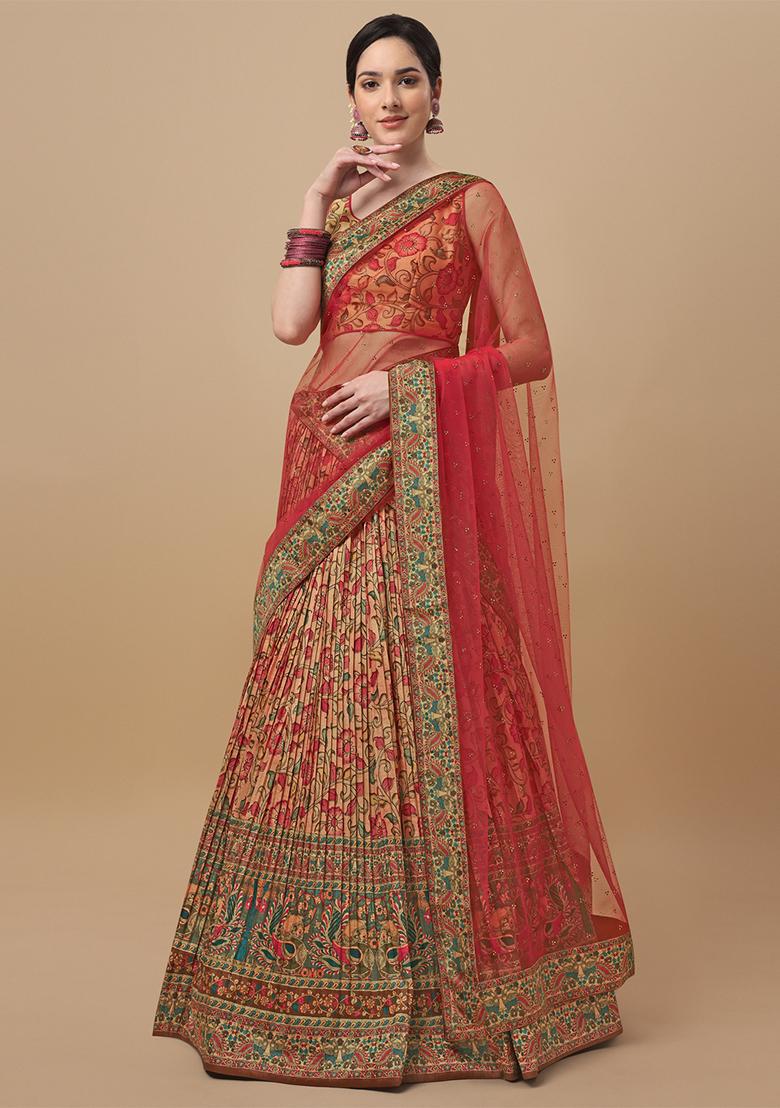 Multicolour Printed Lehenga Set