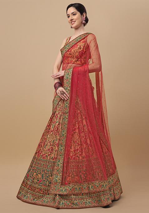 Multicolour Printed Lehenga Set