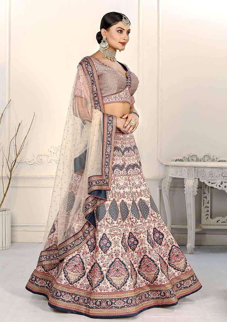 Pink Digital Print Silk Blend Lehenga Set