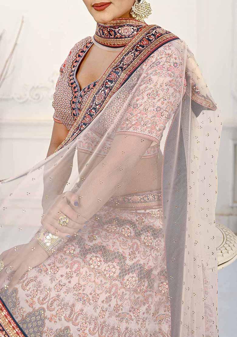 Pink Digital Print Silk Blend Lehenga Set