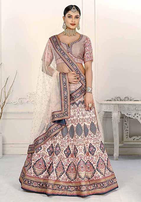 Pink Digital Print Silk Blend Lehenga Set