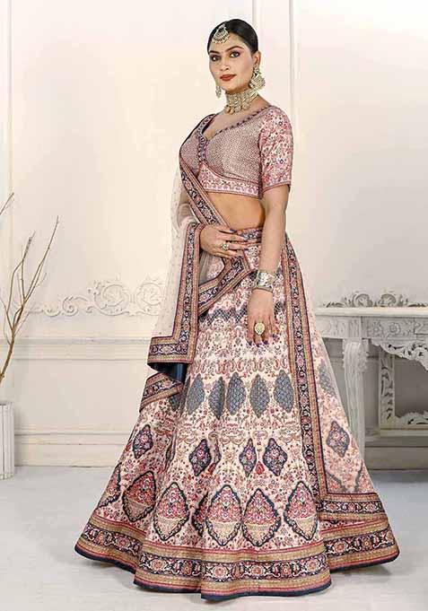 Pink Digital Print Silk Blend Lehenga Set