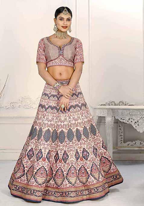 Pink Digital Print Silk Blend Lehenga Set