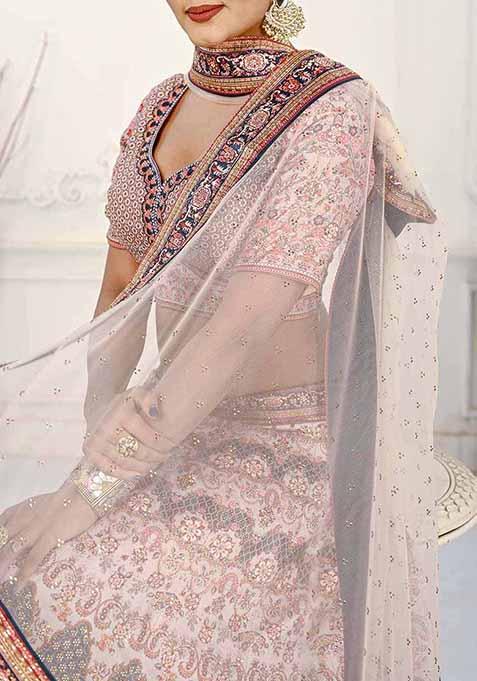 Pink Digital Print Silk Blend Lehenga Set