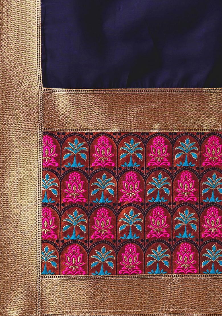 Yellow Zari Woven Silk Lehenga Set