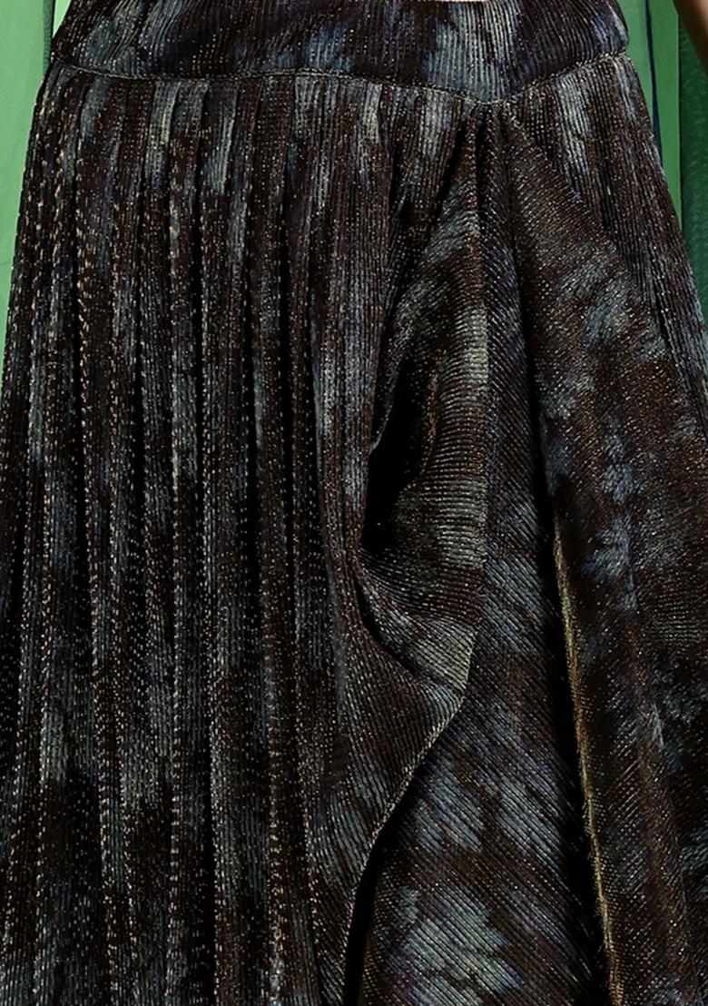 Navy Blue Embellished Net Lehenga Set