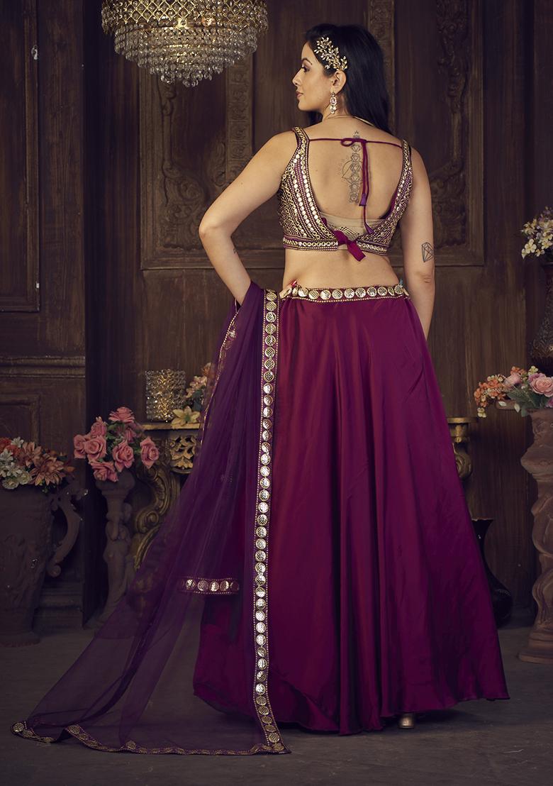 Purple Embroidered Rangoli Silk Lehenga Set