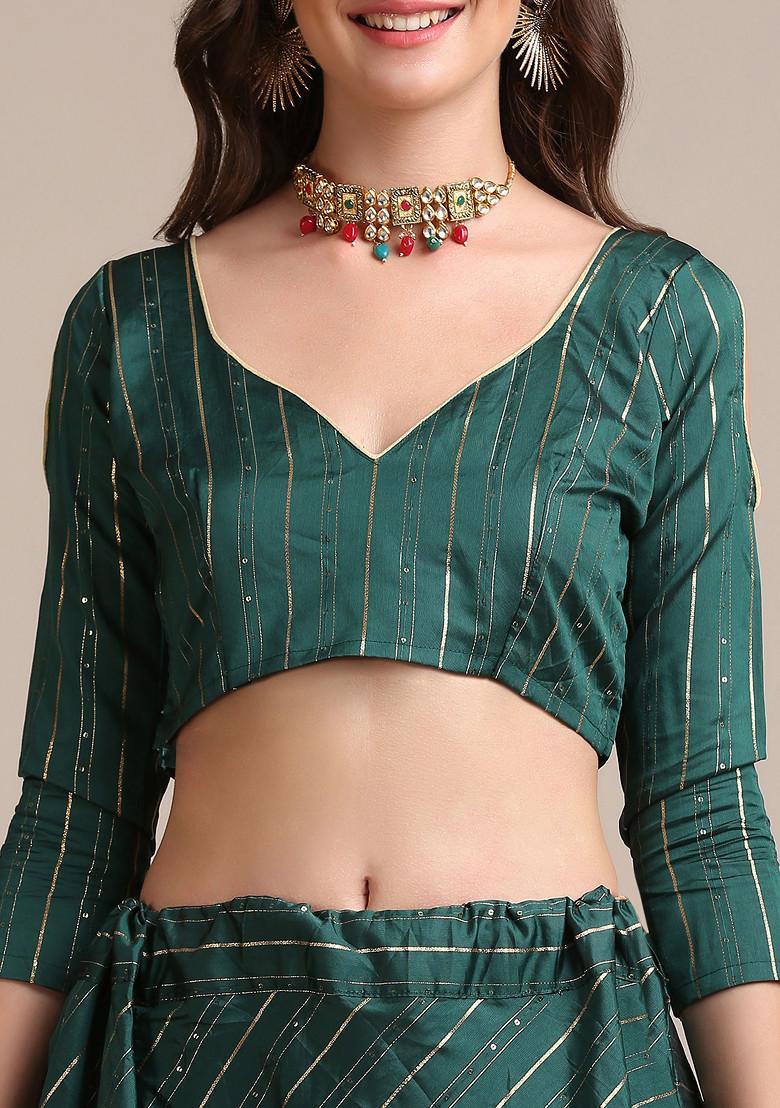 Green Sequin Embroidered Jacquard Silk Lehenga Set