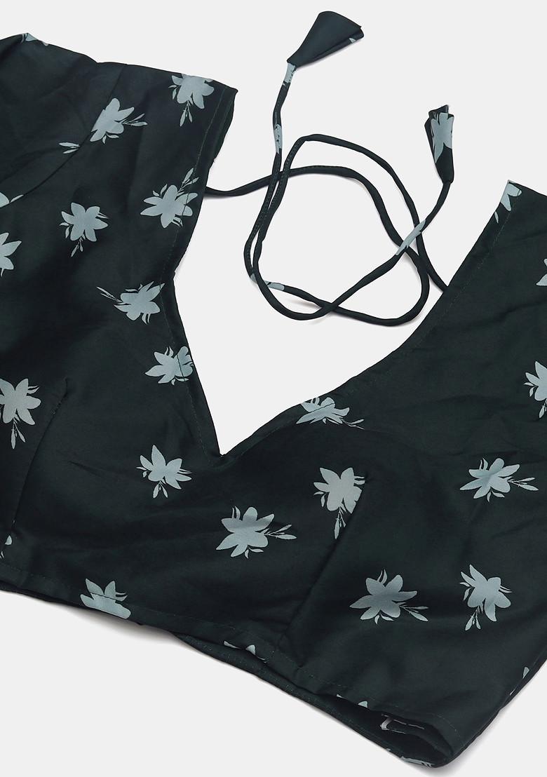 Green Floral Print Net Lehenga Set