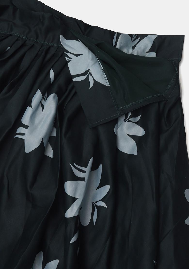 Green Floral Print Net Lehenga Set