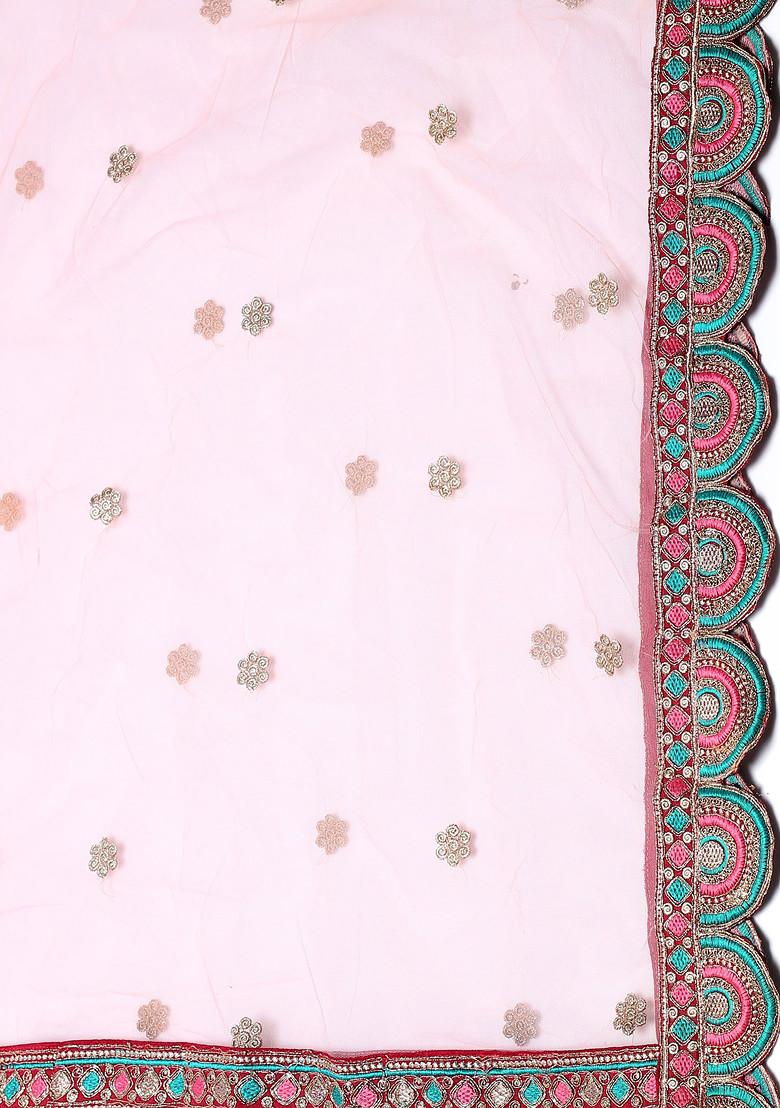 Maroon Hand Embroidered Taffeta Silk Lehenga Set