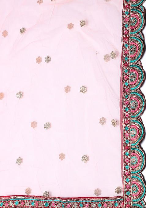 Maroon Hand Embroidered Taffeta Silk Lehenga Set