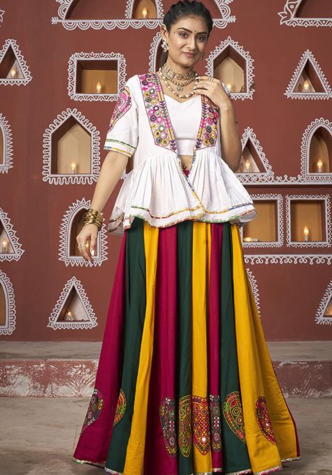 Multicolour Thread Embroidered Viscose Rayon Lehenga Set