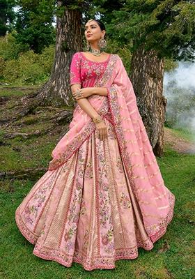 Baby Pink Embroidered Silk Lehenga Set