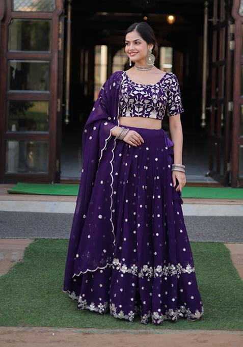 Pink Blooming Georgette Suit Lehenga