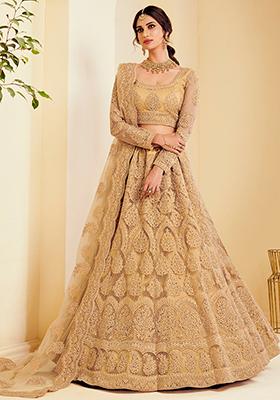 Golden Thread Embroidered Net Lehenga Set