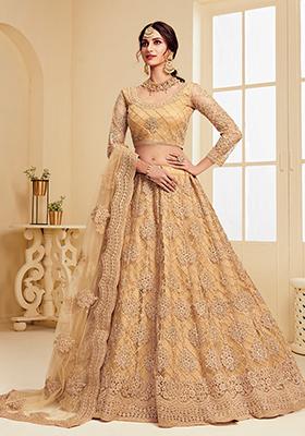 Golden Thread Embroidered Net Lehenga Set