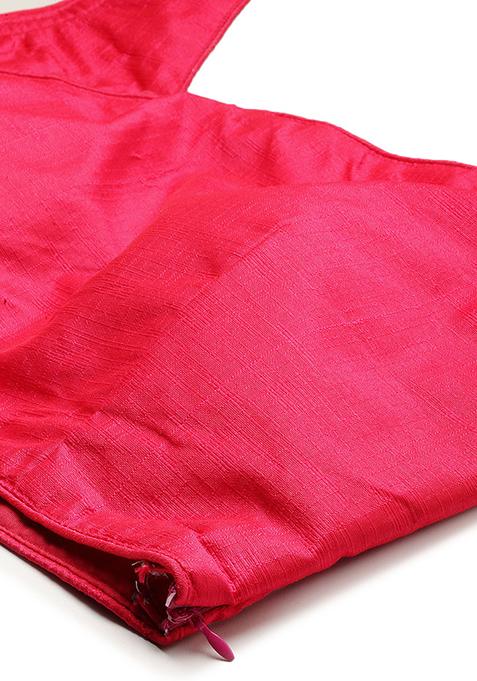 Pink Printed Silk Lehenga Set