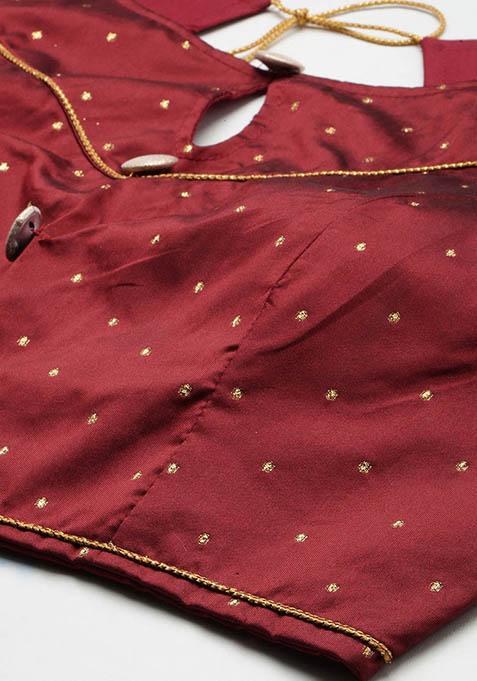 Beige Printed Silk Lehenga Set