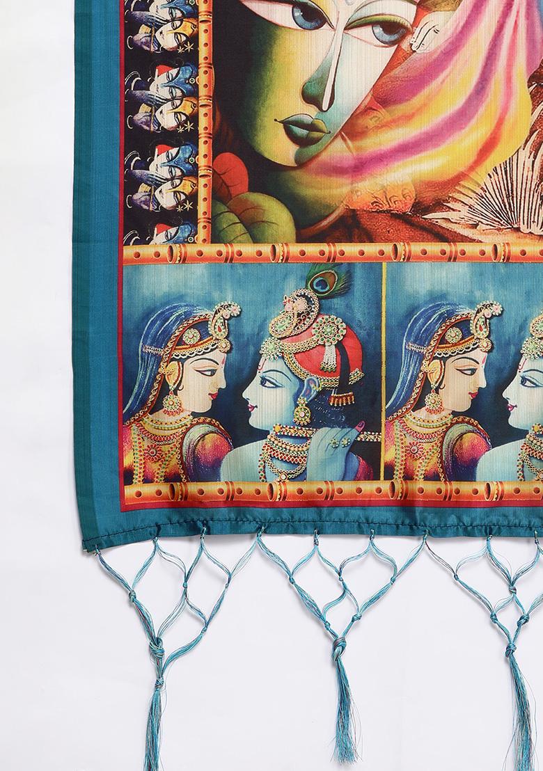 Multicolor Printed Silk Lehenga Set