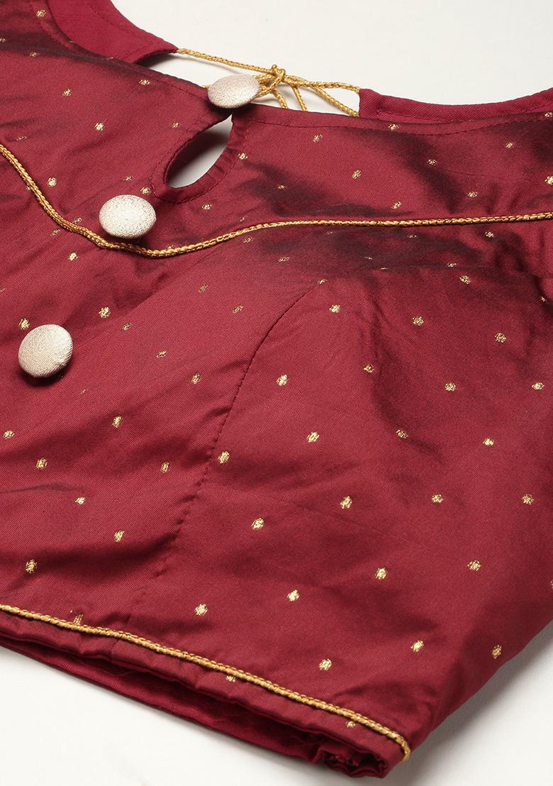 Cream Printed Silk Lehenga Set