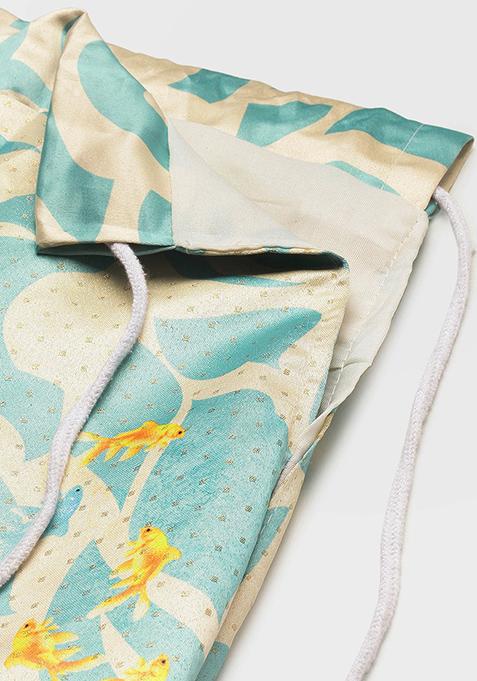 Cream Printed Silk Lehenga Set