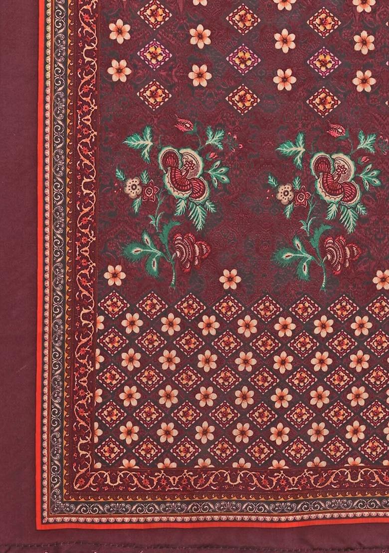 Pink Printed Silk Lehenga Set