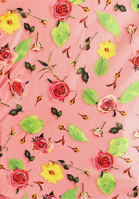 Pink Printed Silk Lehenga Set