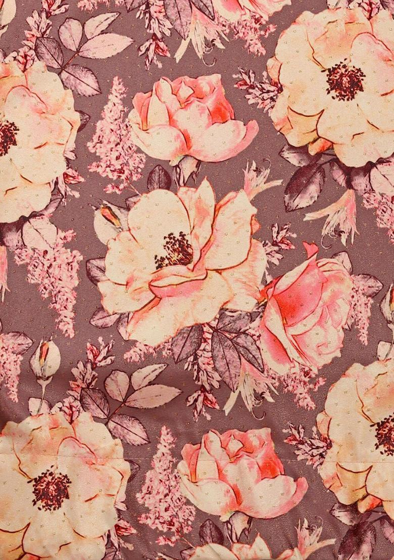 Multicolor Printed Silk Lehenga Set