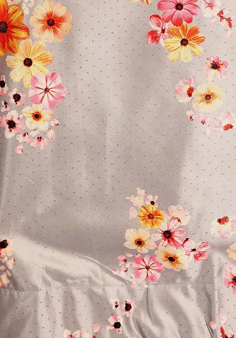 Pink Printed Silk Lehenga Set