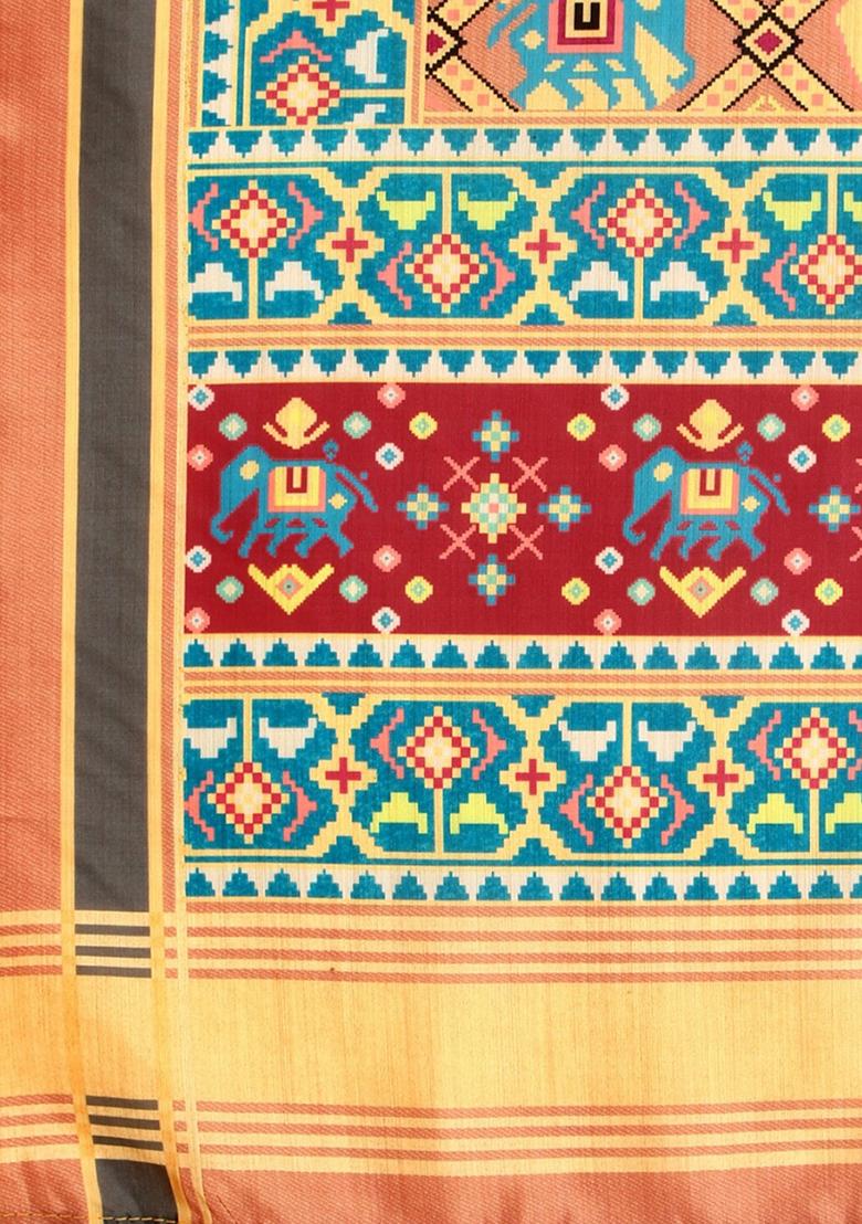 Multicolor Printed Silk Lehenga Set