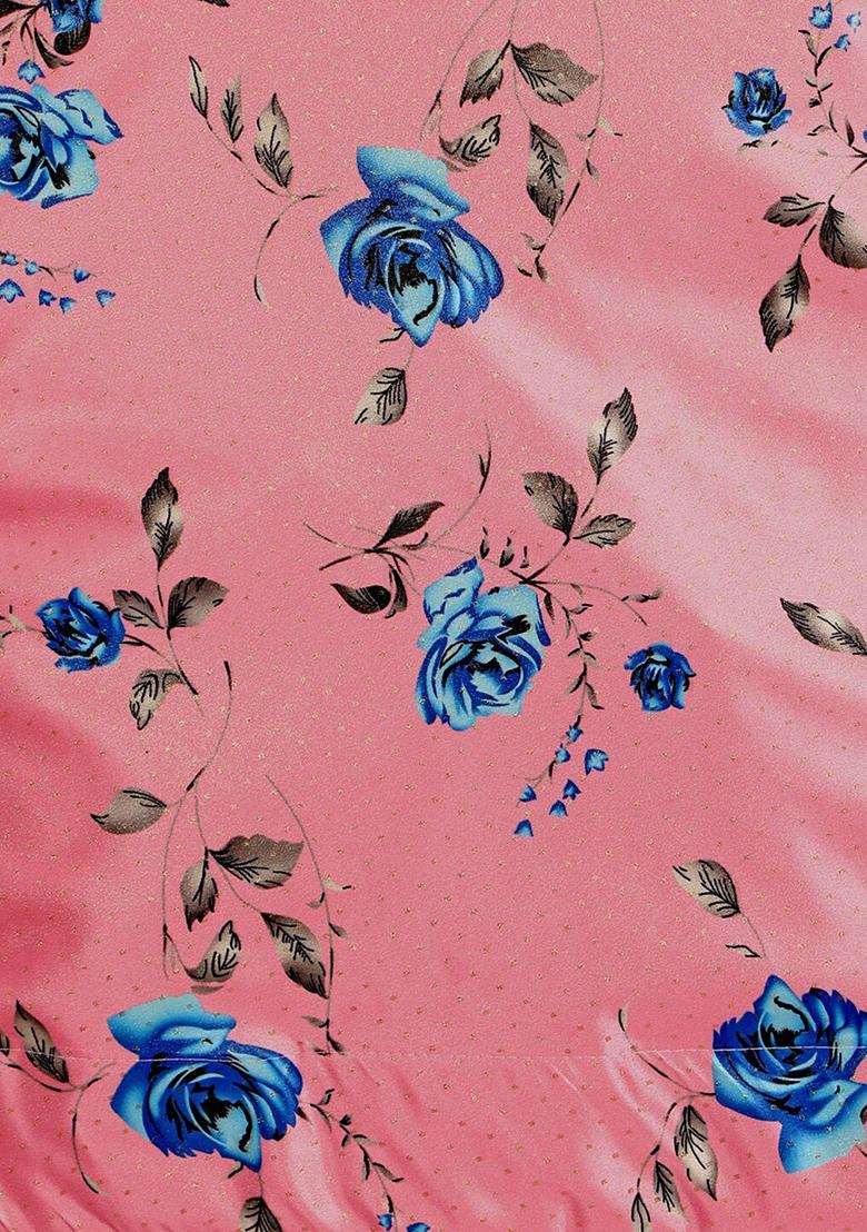 Pink Printed Silk Lehenga Set