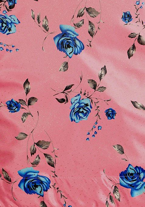 Pink Printed Silk Lehenga Set