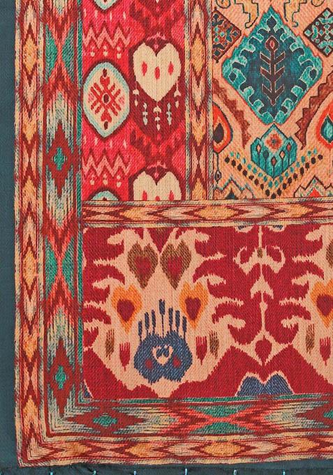 Teal Printed Silk Lehenga Set