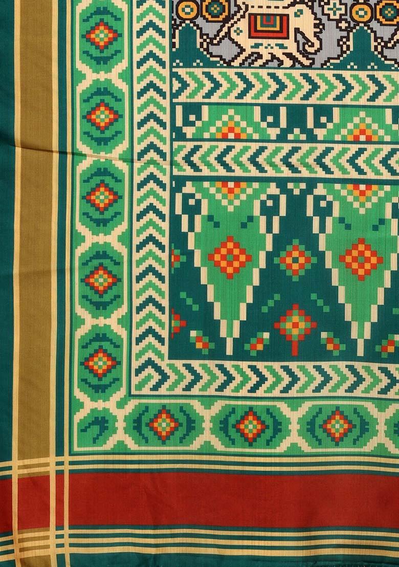 Pink Printed Silk Lehenga Set