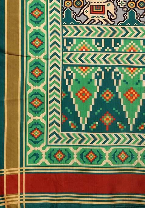 Pink Printed Silk Lehenga Set