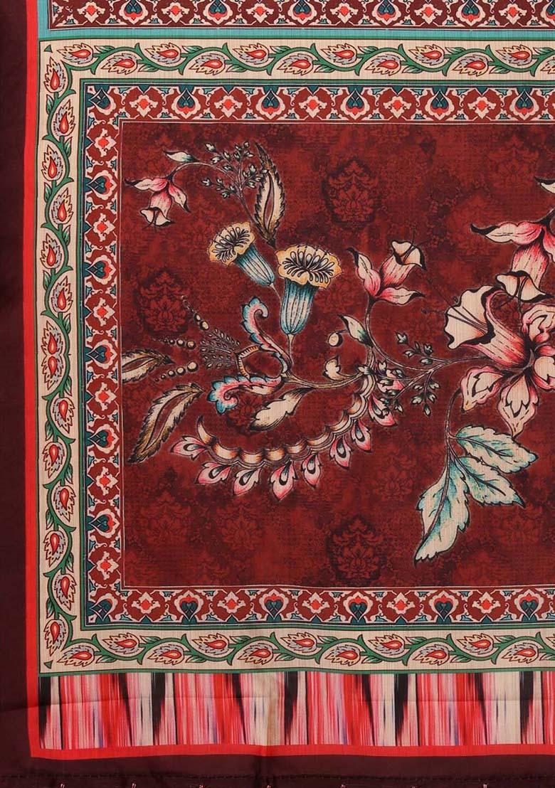 Multicolor Printed Silk Lehenga Set - Indya