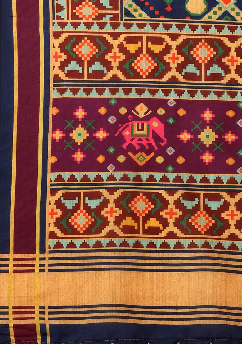 Light Blue Printed Silk Lehenga Set