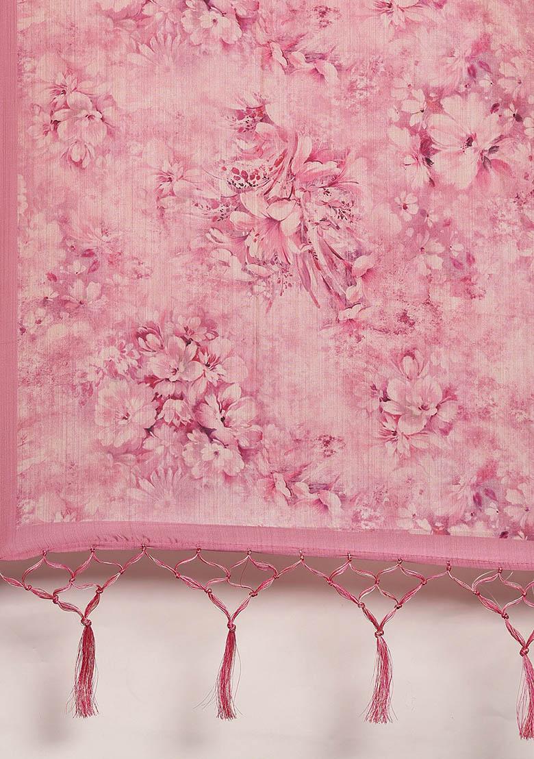 Maroon Printed Silk Lehenga Set