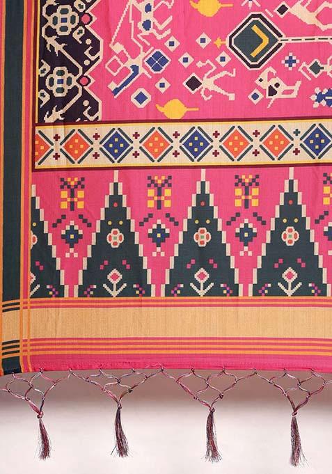 Light Blue Printed Silk Lehenga Set