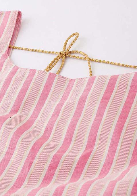 Dark Blue Printed Silk Lehenga Set