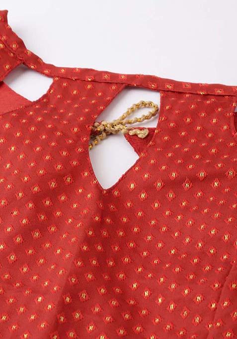 Beige Printed Silk Lehenga Seta