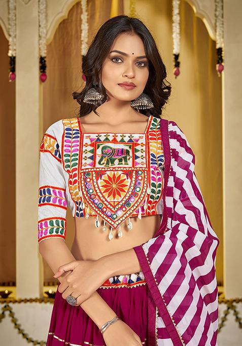 Pink Embroidered Georgette Lehenga Set