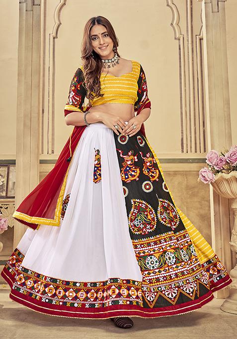 Multicolor Embroidered Art Silk Lehenga Set