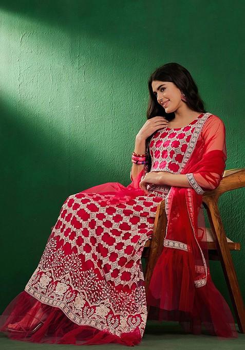 Pink Sequin Embroidered Lehenga Set