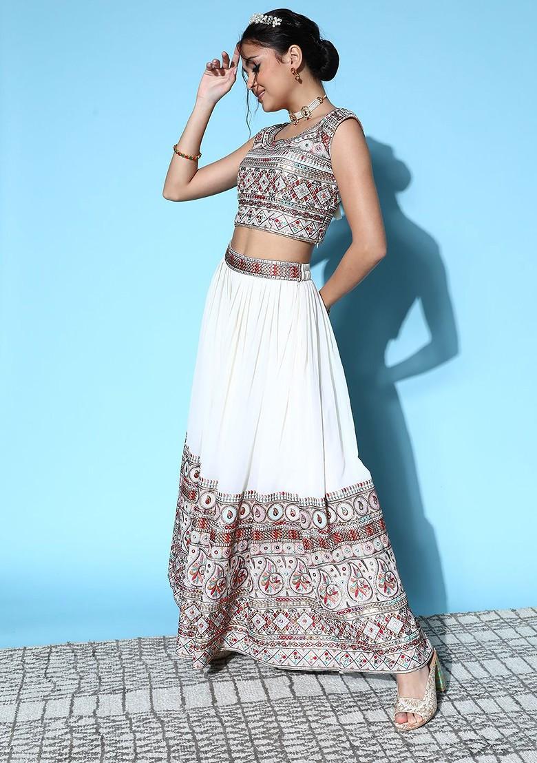Off White Sequin Embroidered Lehenga Set With Dupatta
