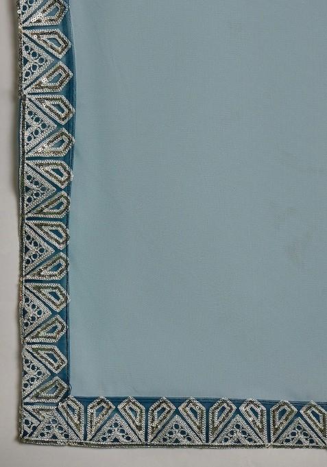 Green Sequin Embroidered Lehenga With Blouse And Dupatta