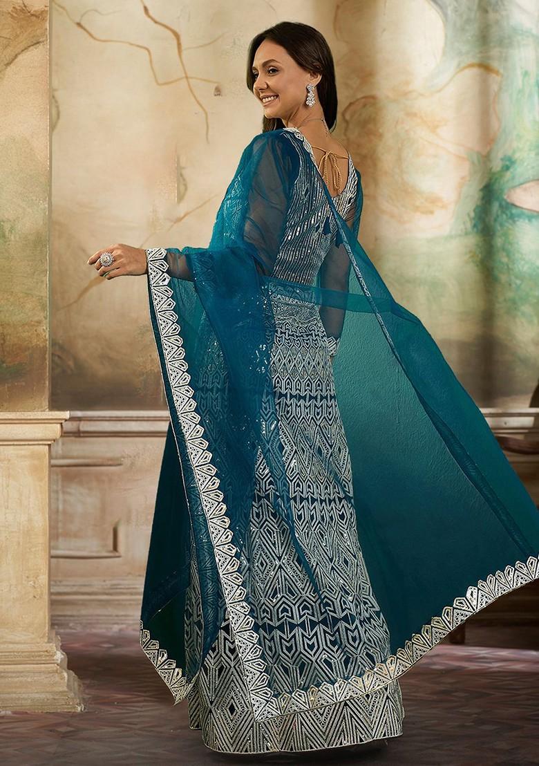 Green Sequin Embroidered Lehenga Set With Dupatta