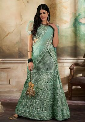 Green Sequin Embroidered Lehenga Set With Dupatta